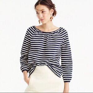 J. Crew Navy Blue Striped Top L